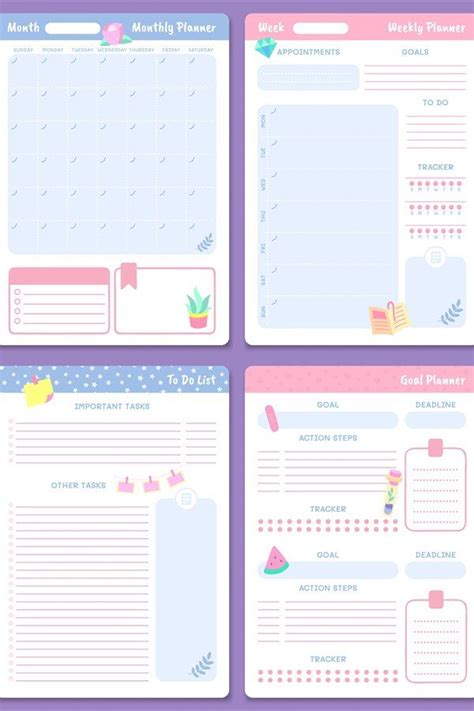 Cute Planner Templates Weekly Monthly And Yearly Planners 1009672