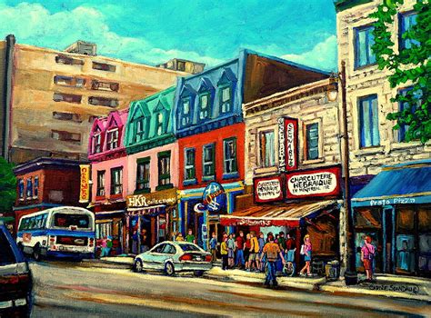Old Montreal Schwartzs Deli Plateau Montreal City Scenes Painting By