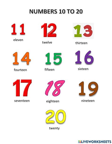 Listen And Learn Numbers 11 To 20 Worksheet Live Worksheets