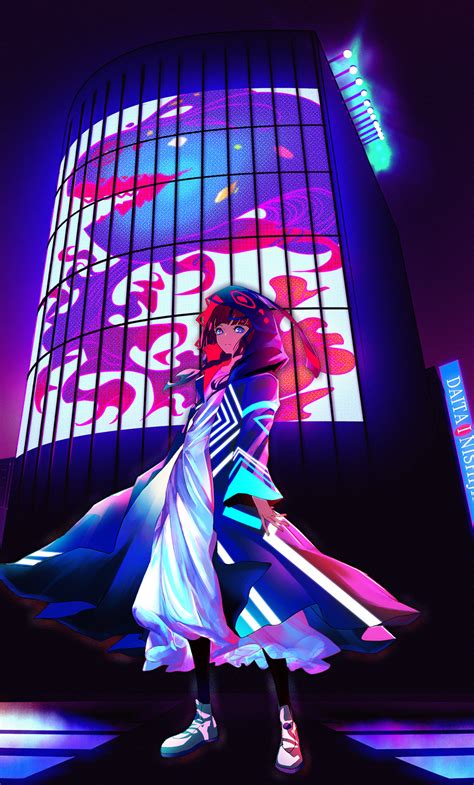 1280x2120 Anime Girl Billboard Neon City 4k Iphone 6 Hd