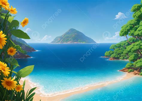 Background Pemandangan Alam Di Pantai Dalam Cuaca Musim Panas Alam Musim Panas Pantai Latar