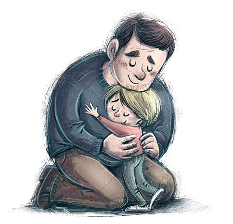 Padre E Hijo Abrazados Dibustock Dibujos E Ilustraciones Infantiles Para Cuentos