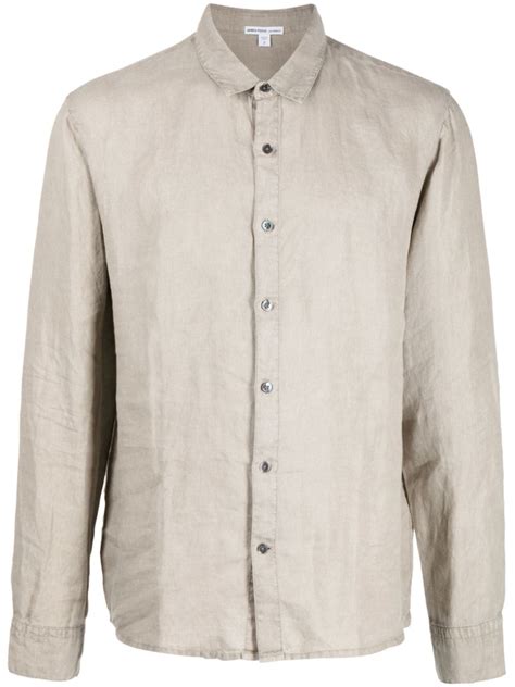 James Perse Long Sleeved Linen Shirt Farfetch