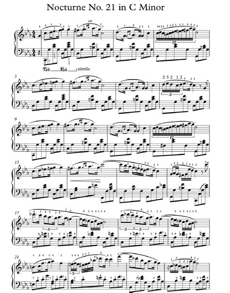 Nocturne N°21 Chopin Partition De Piano à Télécharger