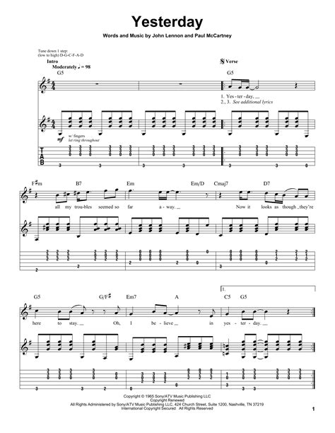 Yesterday By The Beatles Guitar Tab Play Along Guitar Instructor