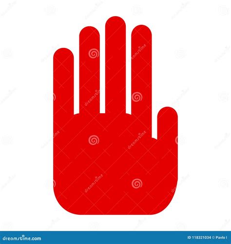 Mão Vermelha ícone Do Sinal Da Parada Vetor Ilustração Do Vetor