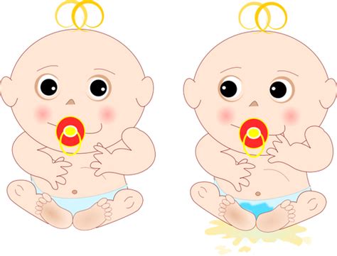 Bebés Gemelos De Dibujos Animados Vectores De Dominio Público