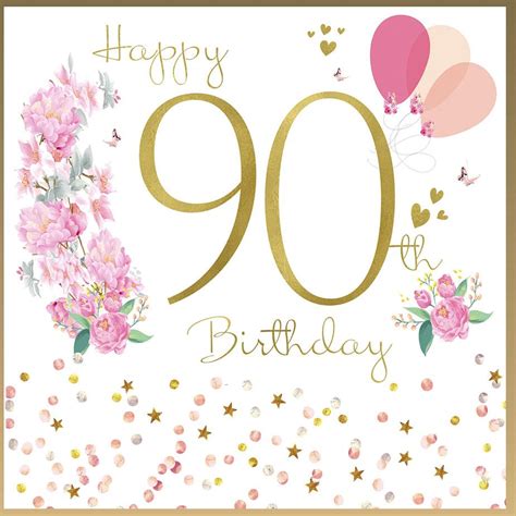 Blossom `happy 90th Birthday` Female Birthday Card Uk