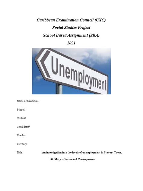 Social Studies Sba 2021 Pdf Unemployment Social Science