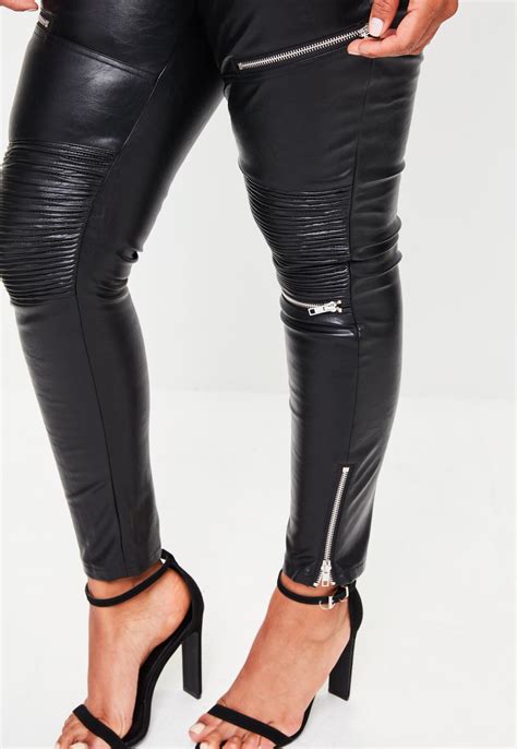 Lyst Missguided Plus Size Black Premium Faux Leather Trousers In Black