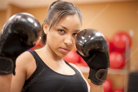 Woman Kick Boxing In Gym Stock Image F0054783 Science Photo Library