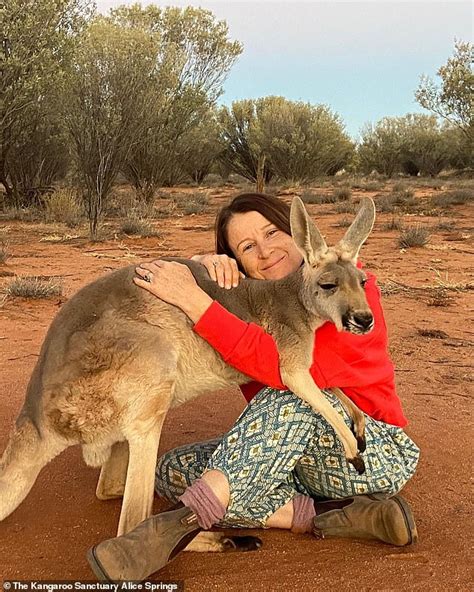 Abigail The Kangaroo Hugs The Wildlife Workers Who Rescued Her Everyday At Alice Springs