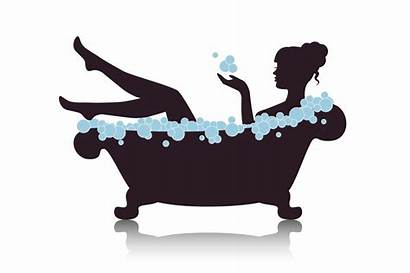 Silhouette Bath Woman Bathtub Bubbles Vector Foam