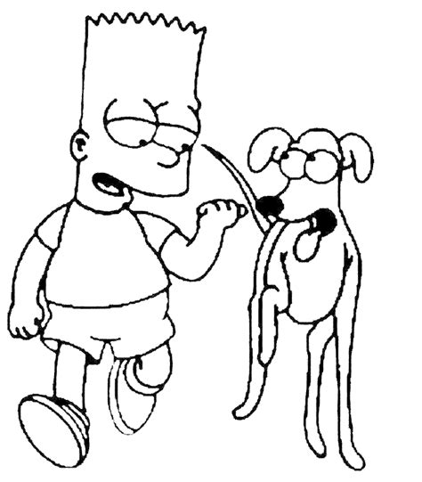 The Simpsons With A Dog Bart Simpson Coloring Page Printable For Kids