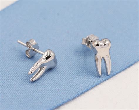 Tiny Teeth Earrings Dental Dentist T Tooth Earrings Hygienist T