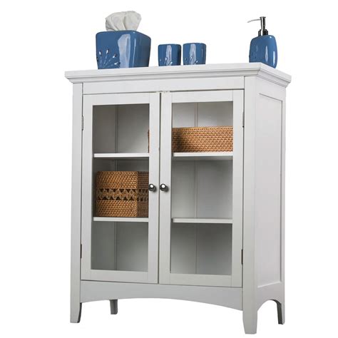 Vasagle ubcb60w bathroom floor storage cabinet with double door & adjustable shelf. Classique White Double Floor Cabinet - Overstock Shopping ...