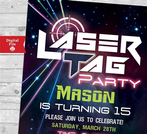Laser Tag Birthday Party Invitation Laser Party Invitation Etsy
