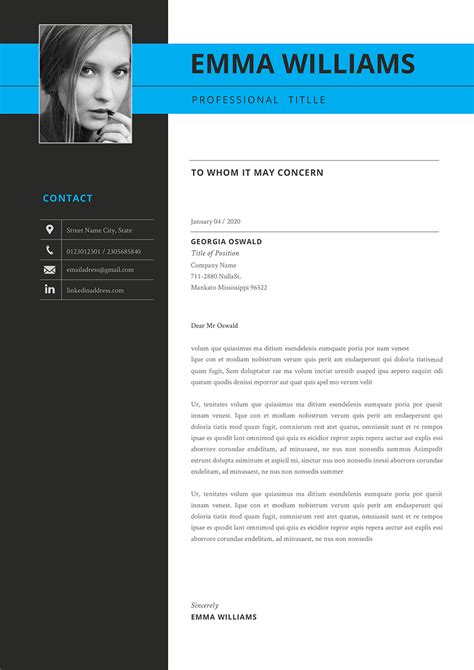 Creative Cover Letter Template Two Column In Word Format To Download