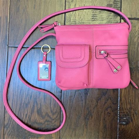Tignanello Pebble Leather Crossbody Pink Leather Handbags Crossbody