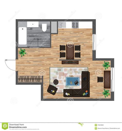 Living room furniture built to last. Architectural Color Floor Plan. Studio Apartment Vector ...