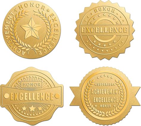 192pcs Embossed Gold Foil Award Certificate Seals Self