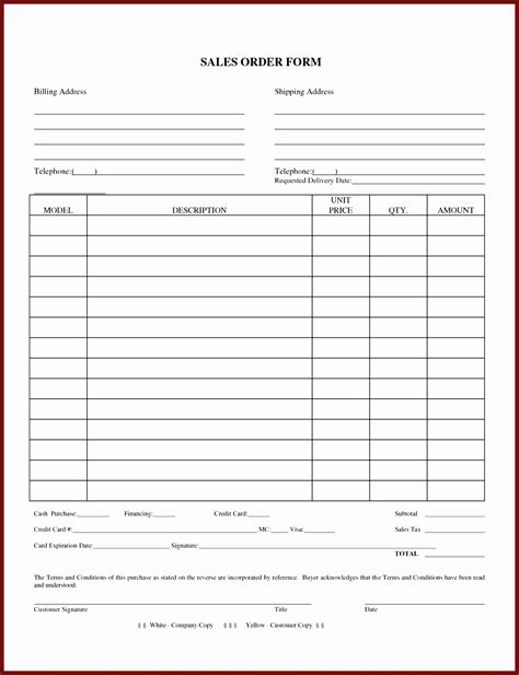 10 Editable Sample Order Form Template Sampletemplatess Free Purchase