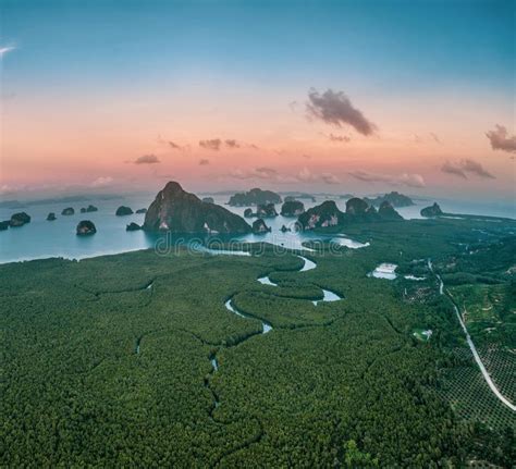 Aerial View Of Beautiful Phang Nga Bay In Thailand Stock Photo Image
