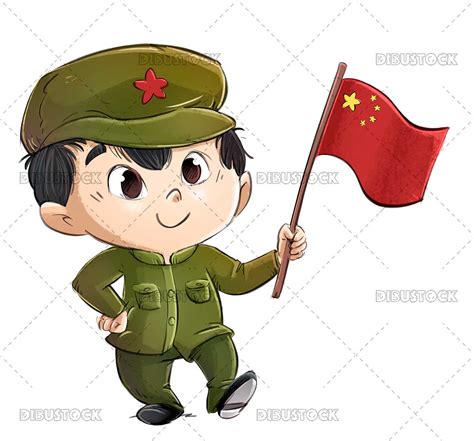 Illustration Of Chinese Boy With Chinese Flag Illustrations From