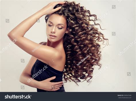 Brunette Girl Long Shiny Curly Hair Stock Photo Shutterstock