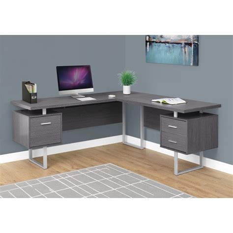 What to look for in an extra long desk? Gray 60 Inch L-Shaped Computer Desk | RC Willey Furniture ...
