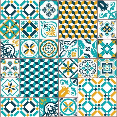 Geometric Azulejo Vector Tile Seamless Pattern Inspired By Portuguese