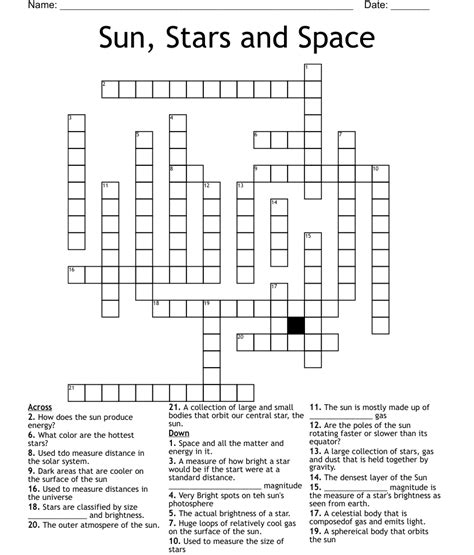 Sun Stars And Space Crossword Wordmint
