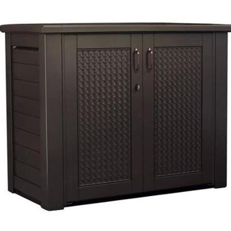 Outdoor Patio Storage Cabinet Lockable Serving Table Brown Weather
