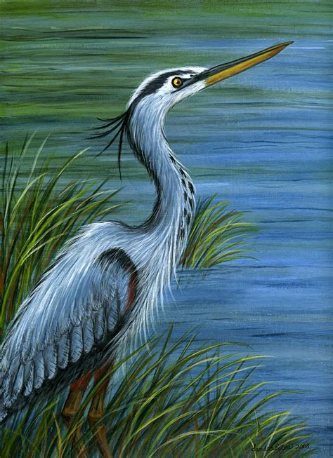 Great Blue Heron Painting By Sandra Estes Pixels