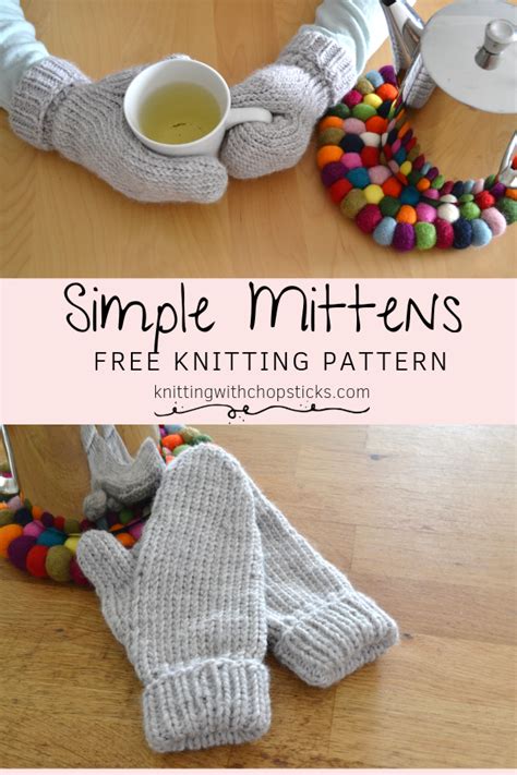 How To Knit Mittens In The Round Free Pattern Knitting With Chopsticks