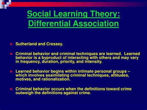Ppt Chapter 7 Social Process Theories Learning Control And Reaction