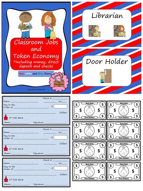 Classroom Jobs And Token Economy Red White And Blue Editable Jobs