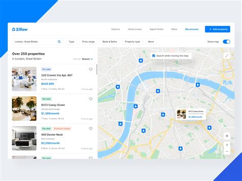 Zillow Real Estate Redesign - Offers&Map by Luke Krzemiński on Dribbble