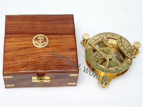 khumyayad 3″ brass compass sundial maritime nautical vintage antique nautical sundial compass