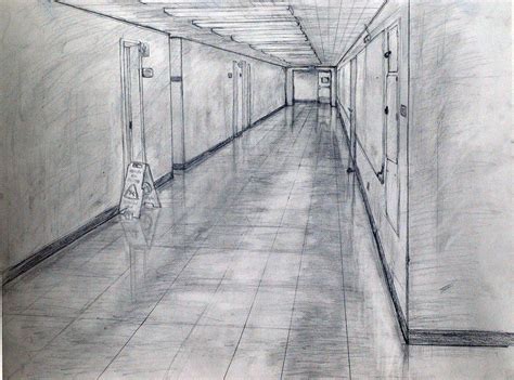 1 Point Perspective Hallway By Freakndemon On Deviantart Perspective