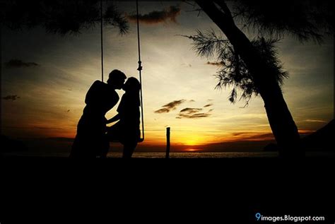 Cradle Kissing Couple Sunset Night Love