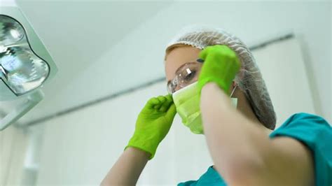 Dentist Wearing Protection Glasses Preparation Before Physical Examination Stock Footage