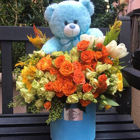 Buy newborn baby gift baskets & baby gifts australia on express delivery. Baby boy Arrangement in Glendale, CA | Laazati Flowers