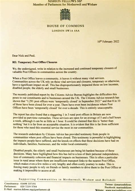 Marion Fellows Mp On Twitter I Along With Parliamentary Colleagues Have Written To The Chief