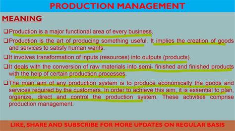 Production Management Meaning And Definition Part 1 Youtube