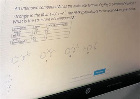 Solved An Unknown Compound A Has The Molecular Formula