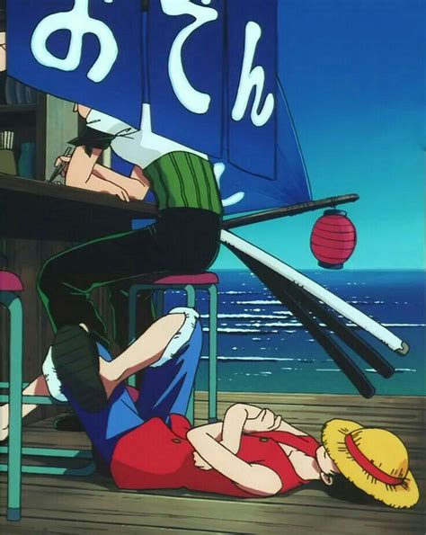 Zoro Luffy Sleeping Funny Eating Shop Udon Food One Piece The