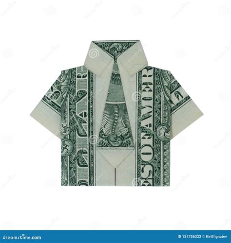 Money Origami Shirt Real One Dollar Bill Isolated Stock Photo Image