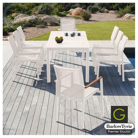 Barlow Tyrie Aura 8 Seater Narrow Dining Set Arctic White Gfandi Co