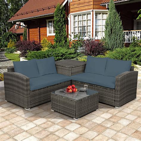 Amazon Com Merax Pcs Pe Rattan Wicker Sectional Sofa Set Outdoor